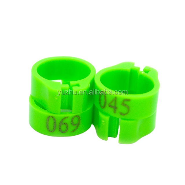 Plastic Bird Leg Foot Bands 8mm*5.5mm height green color clips bird ring leg tag