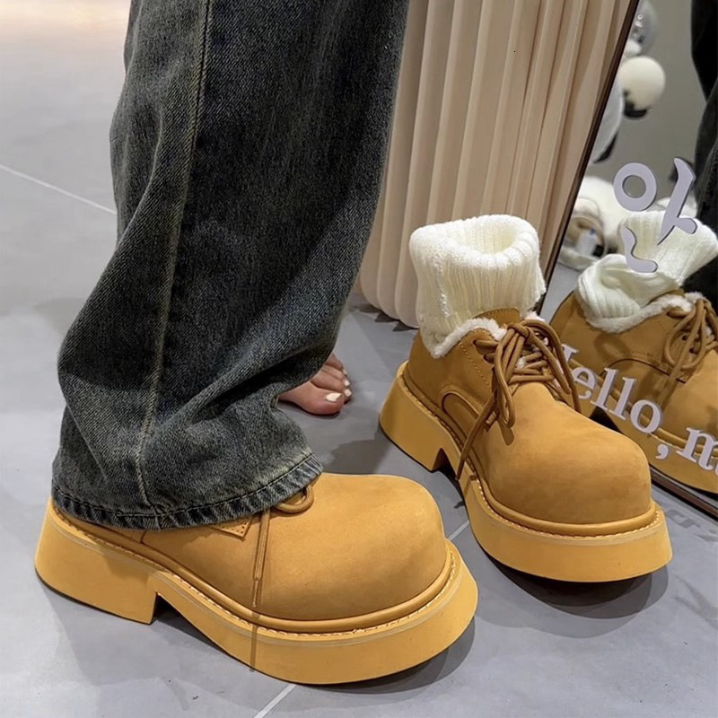 New Edition Carbon Black Big Head Leather Derby Couple's Casual Single Men's And Women's Same Shoes