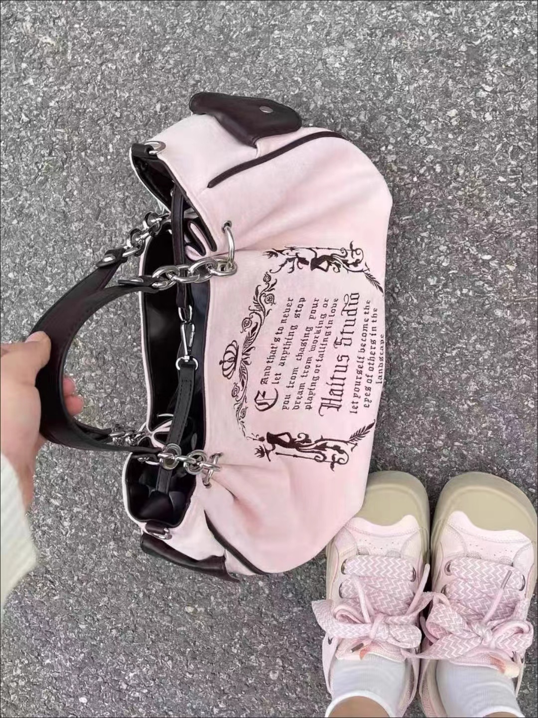 Vintage Letter Y2k Handbag Women Gothic Large Capacity Casual Crossbody Purse Female Haruku Aesthetic The Tote Bag Polyester