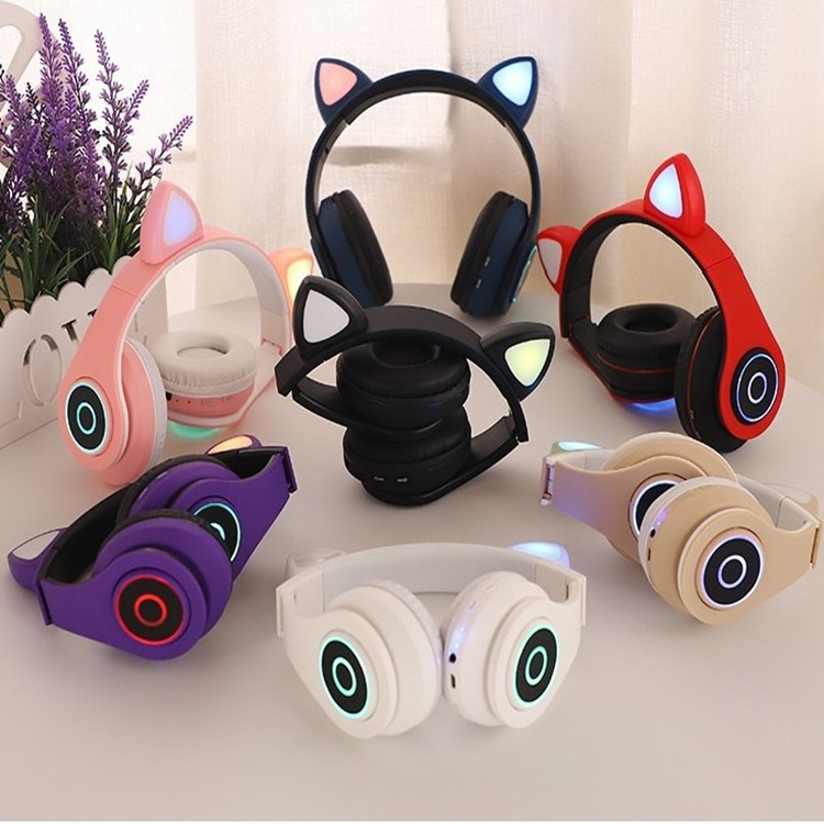 Cat Ear Headworn Bluetooth 5.0 Wireless Headphones, Subwoofer Earphones, Sports Games, Mobile Phones, Computers, Universal High Sound Headphones