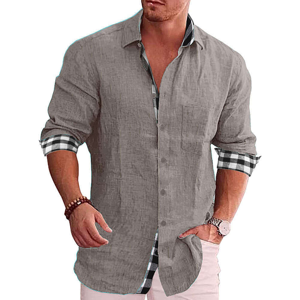 Men's Shirt Long Sleeved Autumn European American Casual Cotton And En Clothing