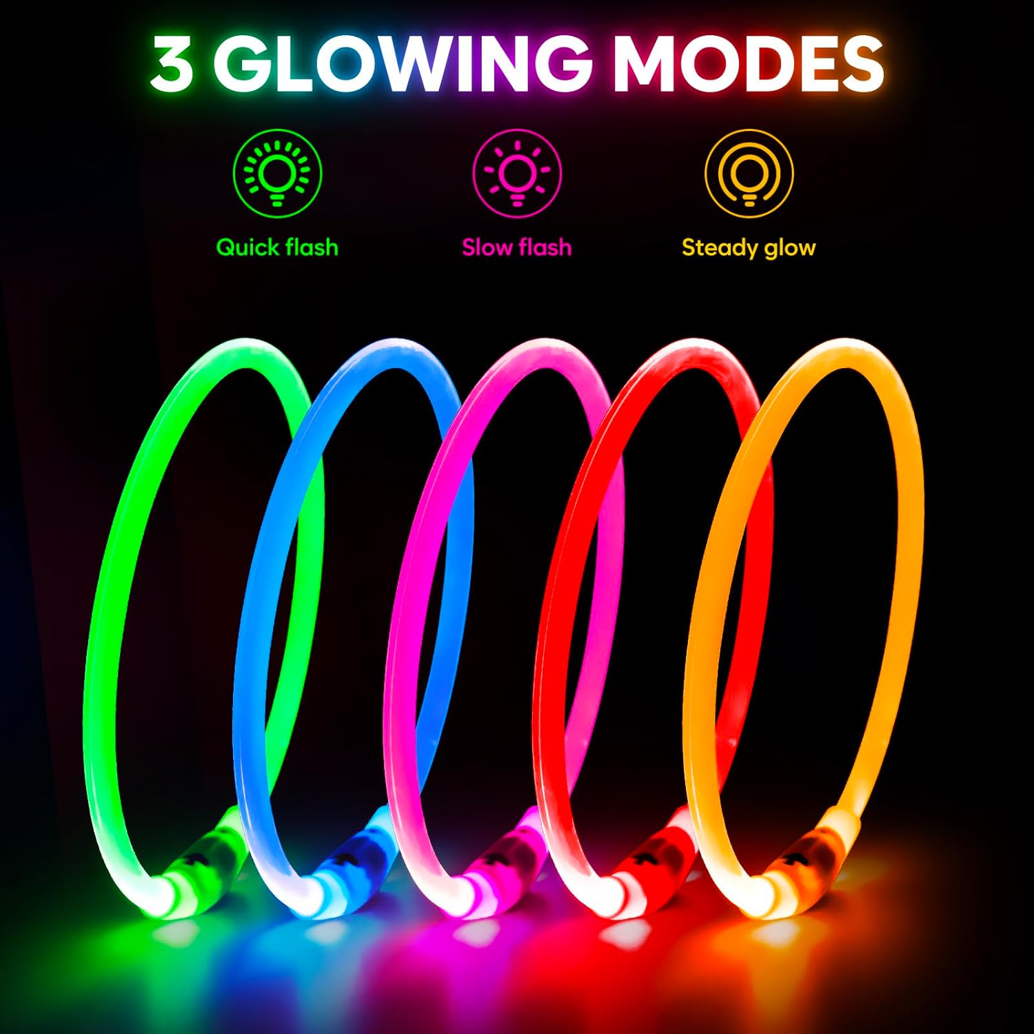 OEM Brightest Dog Collars USB Rechargeable Waterproof Light Up Dog Collar for Night Walking
