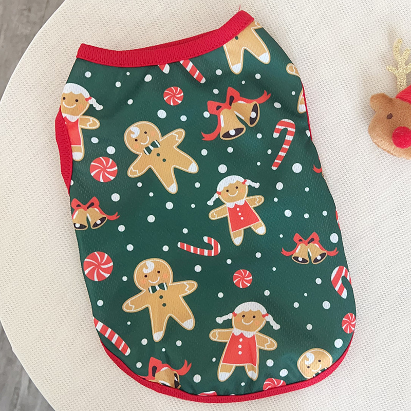 LM0355K Christmas Pet dog clothing Cat Christmas Decorative Vest Small dog Christmas snowman clothes