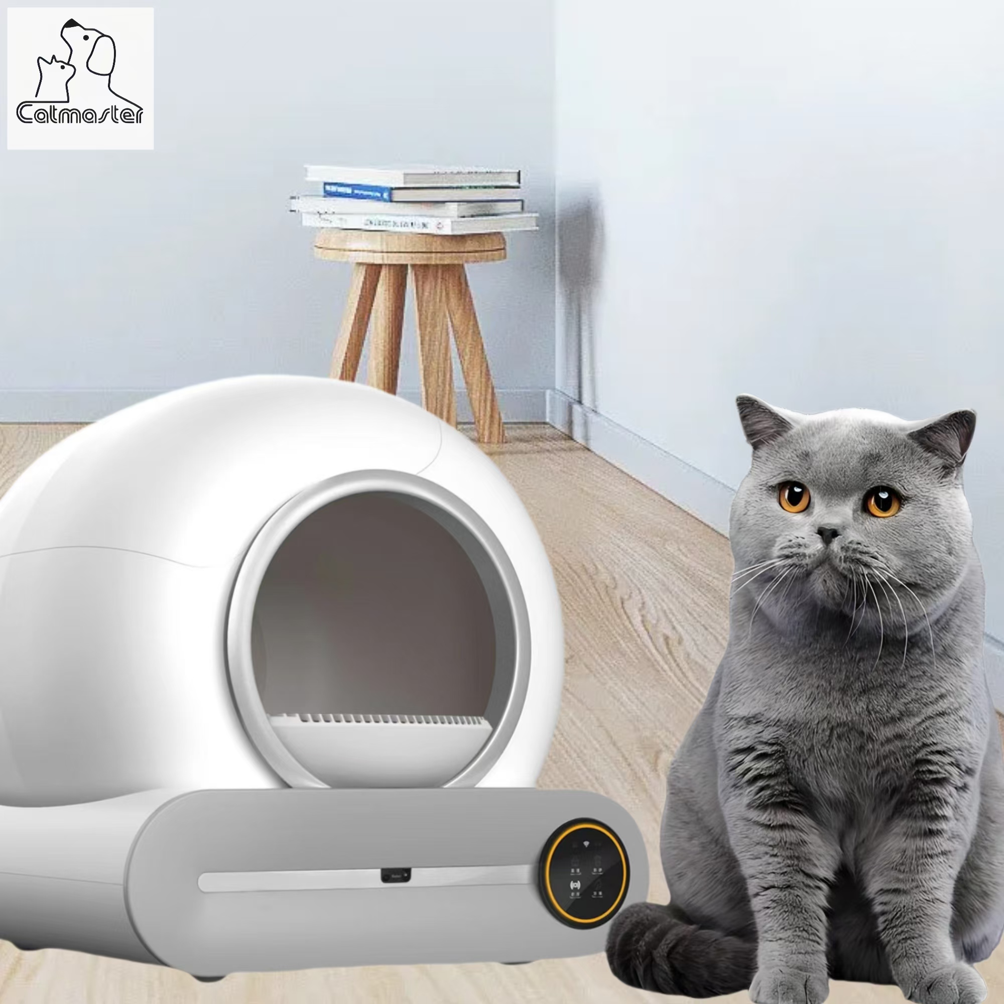 White Smart Self Cleaning Cat Litter Box Preventing Clamp Cat Electrical Automatic Cat Litter Box