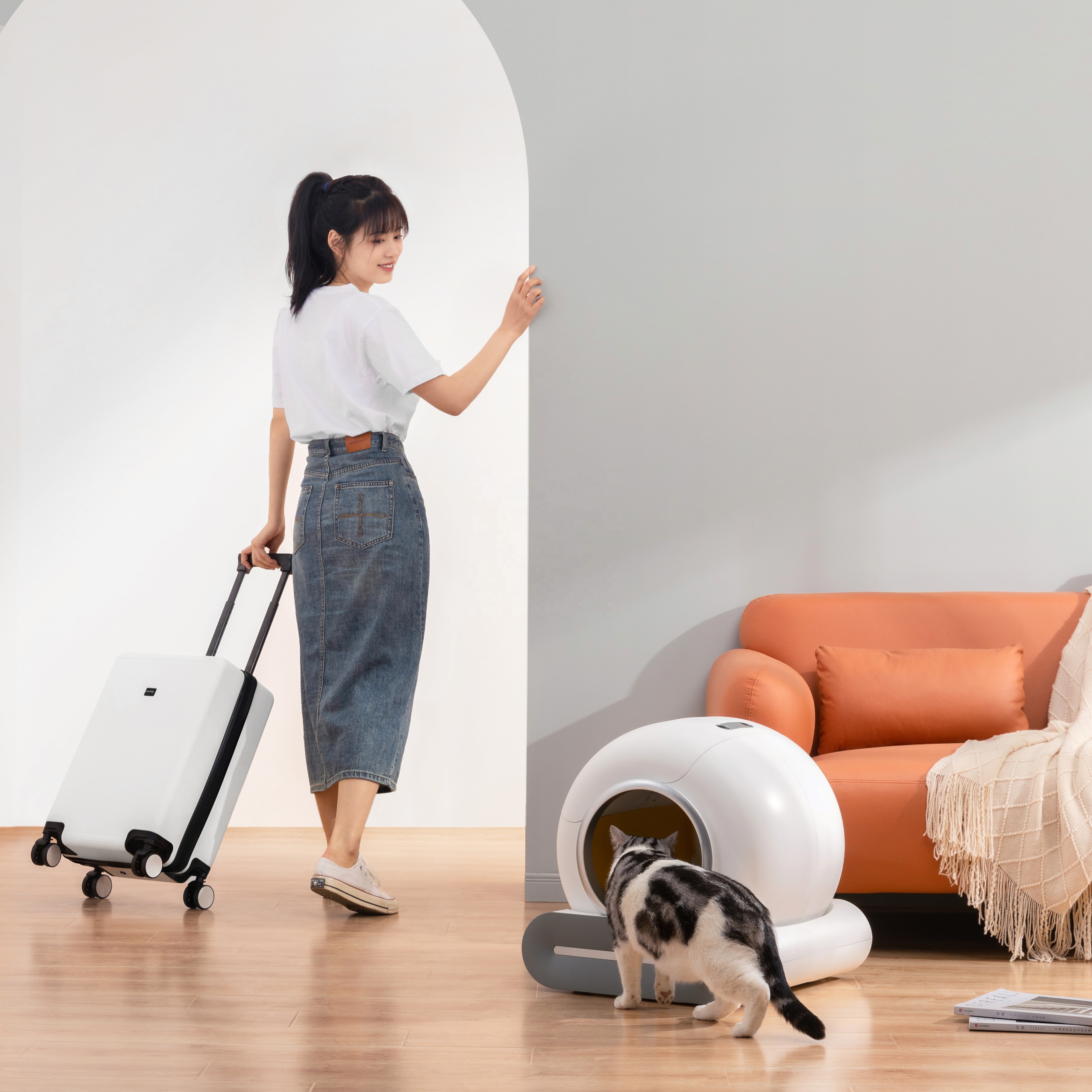 2024 New Design Smart Cat Litter Box Hidden Large Self Electric Automatic Cleaning Sifting APP Control