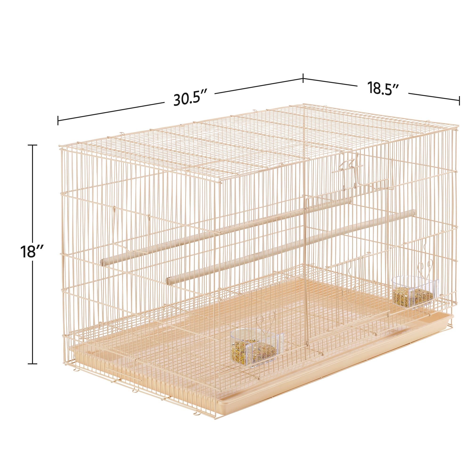 Topeakmart Almond 18" Flight Cage with Slide-Out Tray for Birds