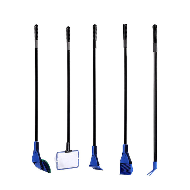 Factory Price Five-in-one Multifunctional Long Handle Aquarium Accessories Cleaning Tools Kits for Fish Tank