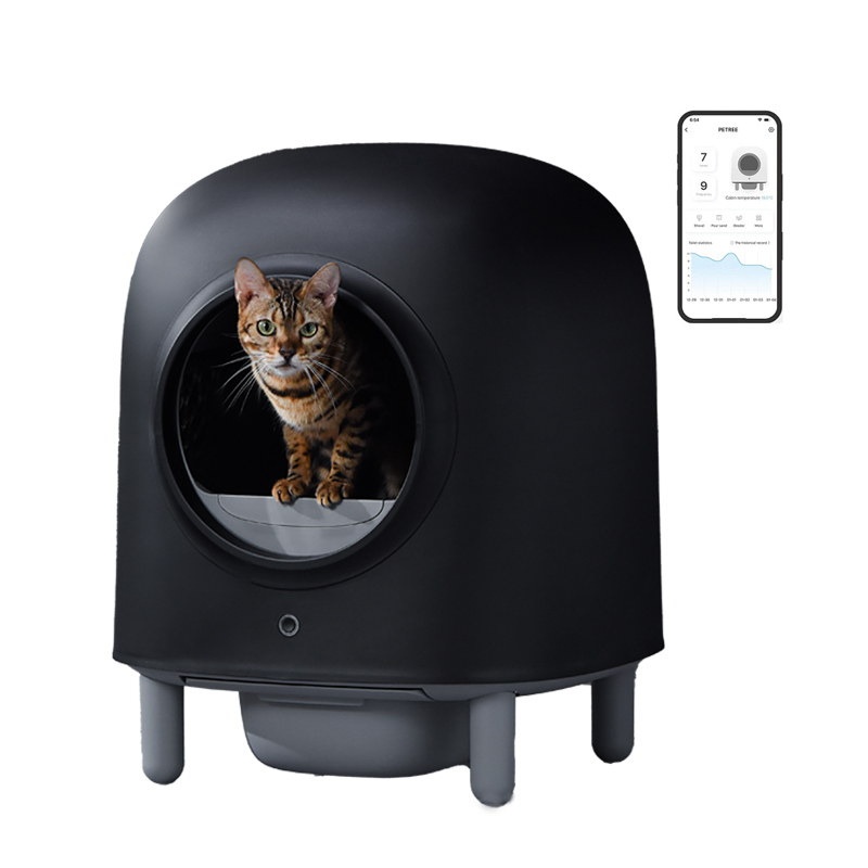 New Black Automatic Cat Litter Box Petree Cat Smart Toilet APP Remote Control Intelligent Self-cleaning Electronic Pet Toilet