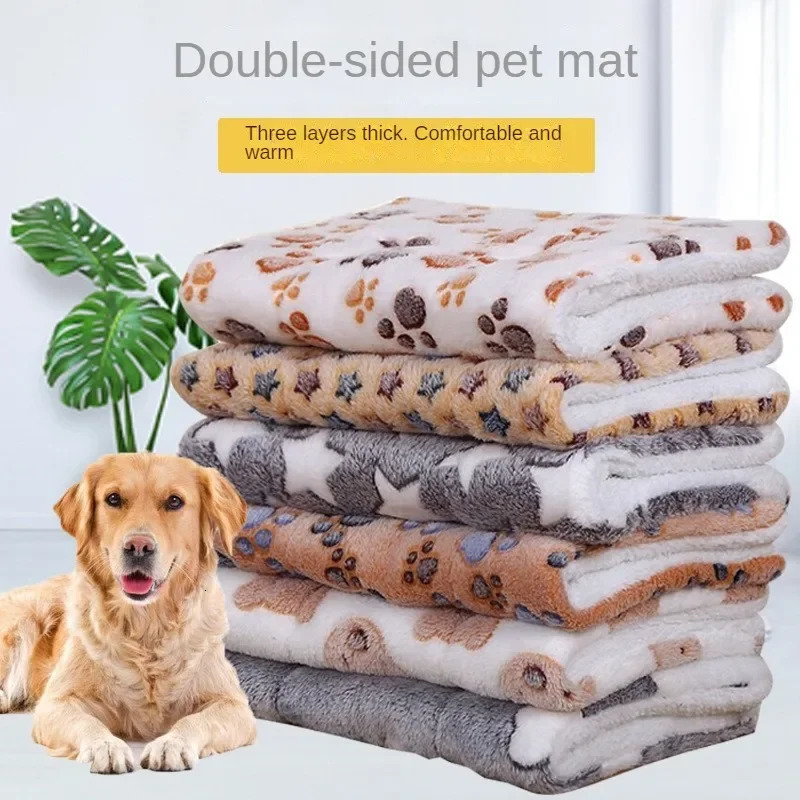 Double-sided Pet Mat Mats Short Plush Pet Sleeping Bed for Cats Small Dogs Cute Pet Pad Blanket Warm Kitten Cushion Cat Sofa Bed 241125