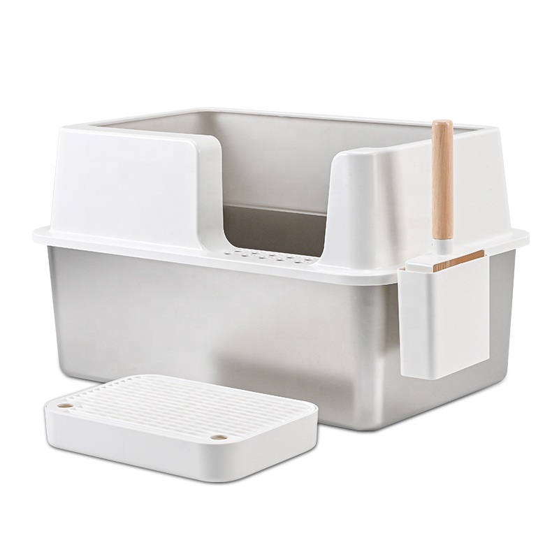 Super Large Stainless Steel Cat Litter Box Anti-Sand Pedal Shovel Non-Stick Bottom No Mark Easy Cleaning No Cats Accessories