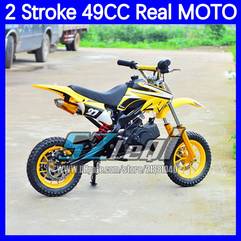16Colors Real OFF-road Superbike Mini Motorcycle 2-Stroke 49CC Gasoline Dirt Bike Moto Bikes Children Adult Two wheel Sports Racing Motorbike Boy Girl