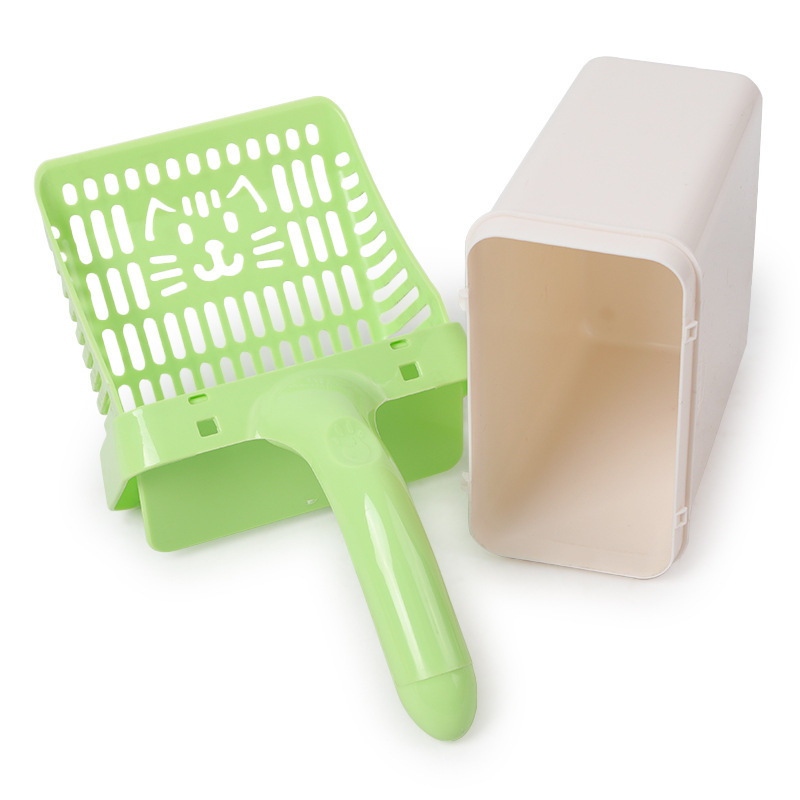 Easy-Clean Cat Litter Scoop with Integrated Storage Box,Durable Plastic,Perfect for Cats