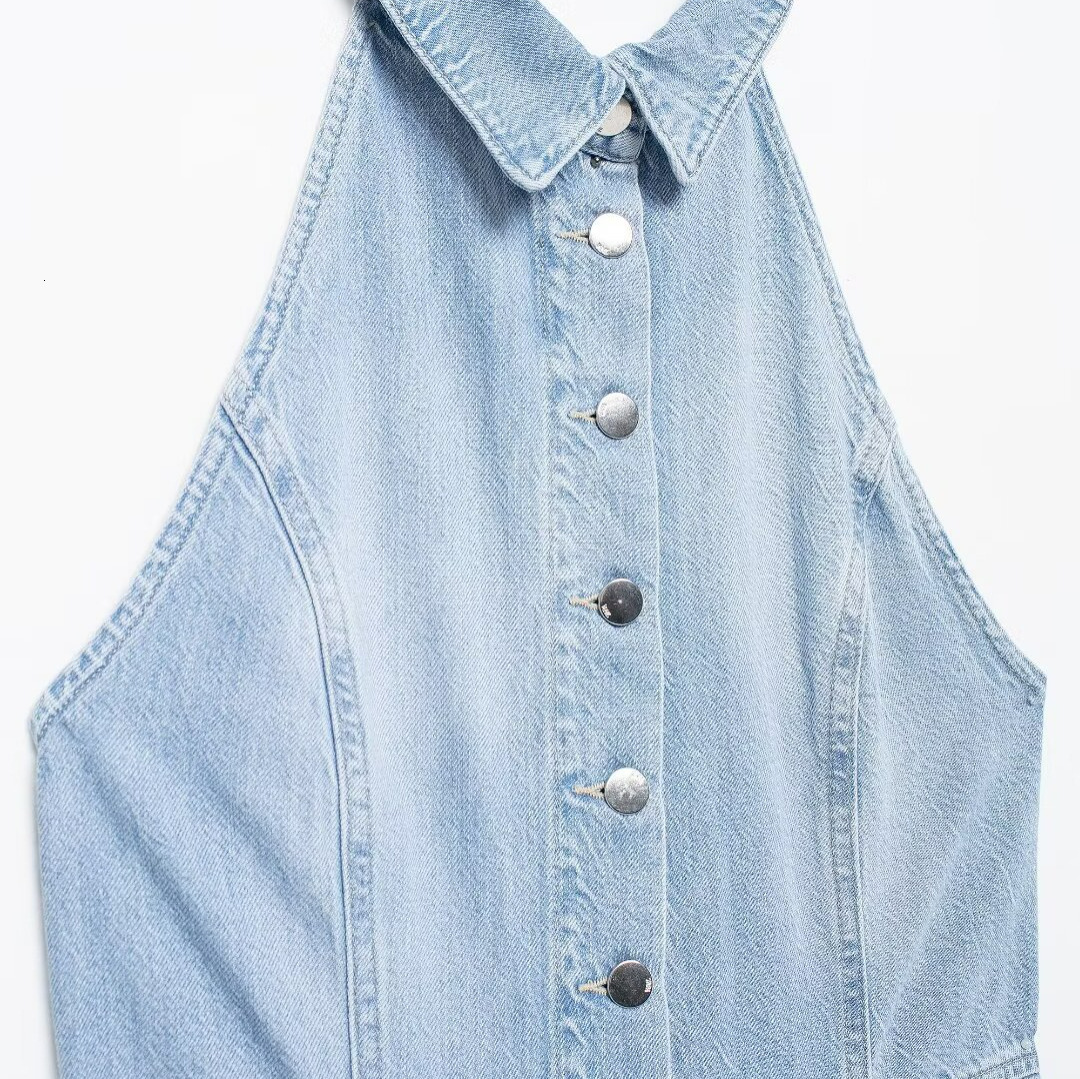 Women's Denim Halter Jumpsuit