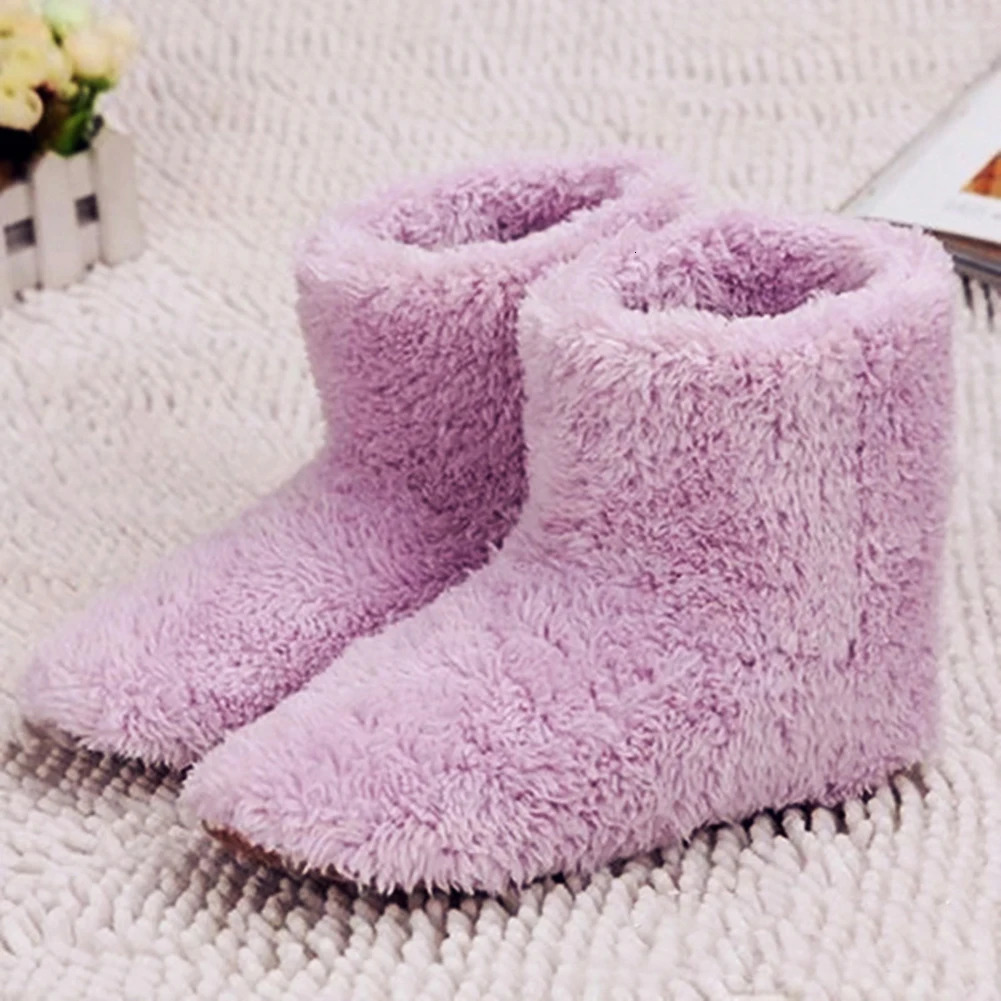 USB Electric Heating Shoes Men Women Winter Warm Snow Boots Electric Slippers Comfortable Plush Shoes Foot Warmer House Shoes 241125