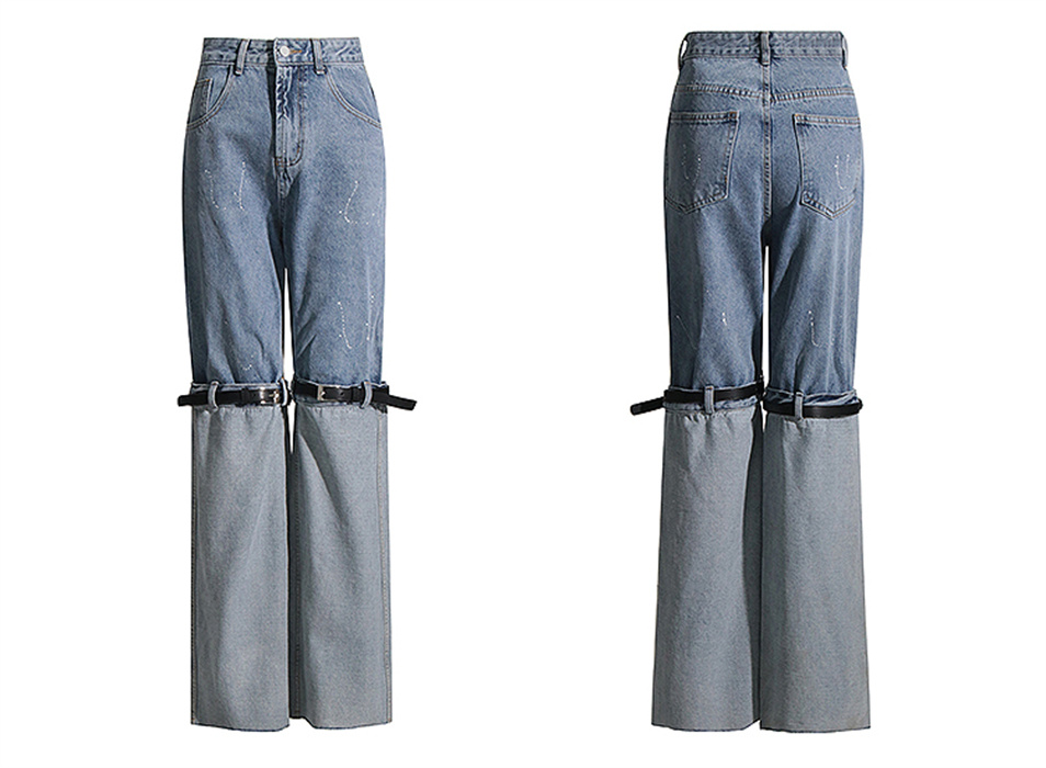 Jeans Womens Designer Trouser Legs Open Fork Tight American Retro Denim Trousers Slimming Jean Pants Wide Leg Flared Stretch Women Co