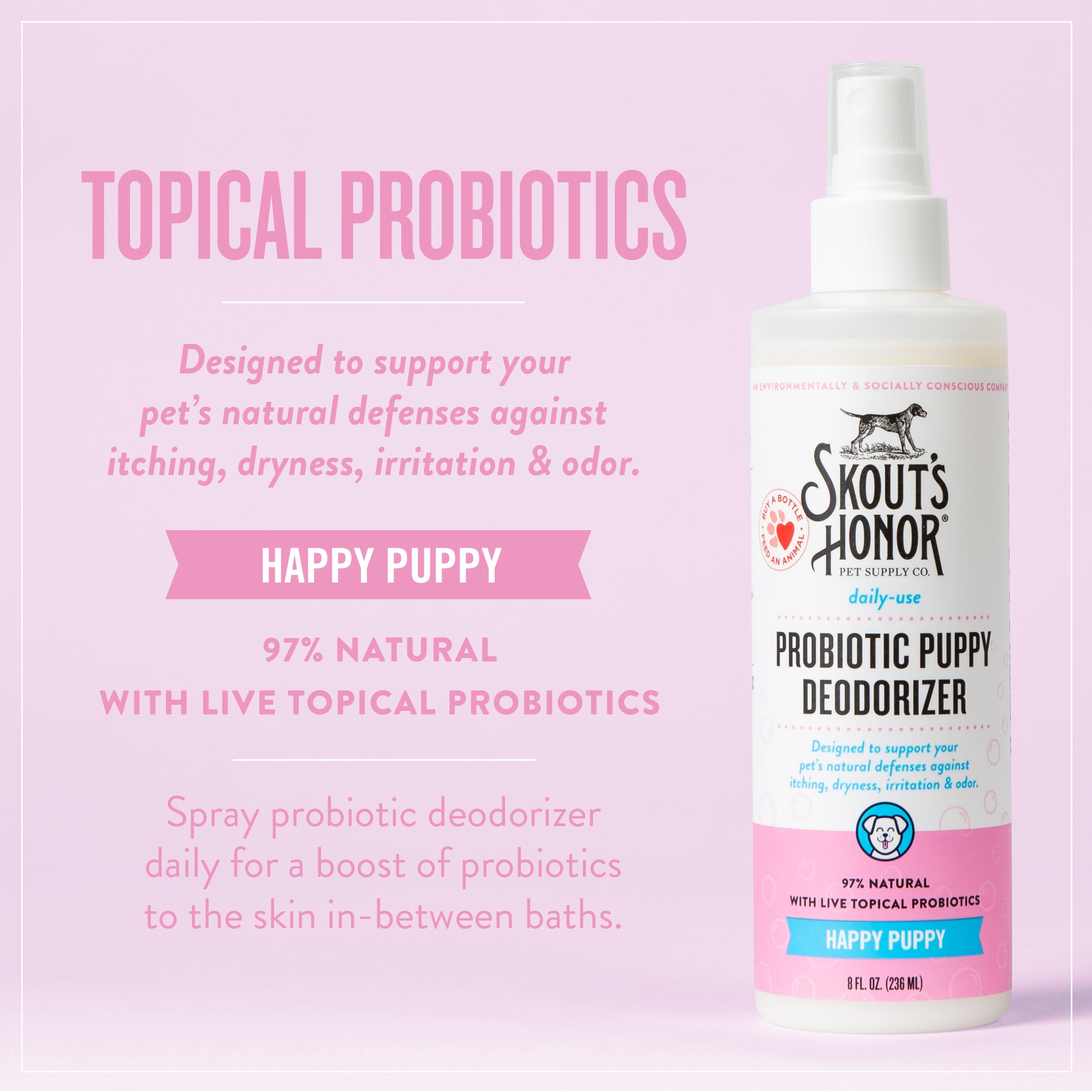 Skout's Honor Probiotic Daily Use Happy Puppy Deodorizer, 8 fl. oz.