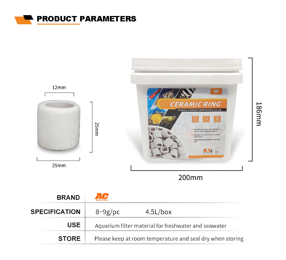 Aquaclean 25mm sipormax ceramic rings for aquariums filter media