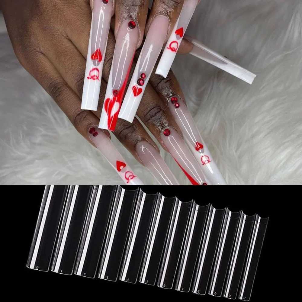 60 pieces of XXXL square without C-curve/ballet dancer/coffin nail tip transparent/natural ultra long traceable full coverage nail art fake nailsW2411