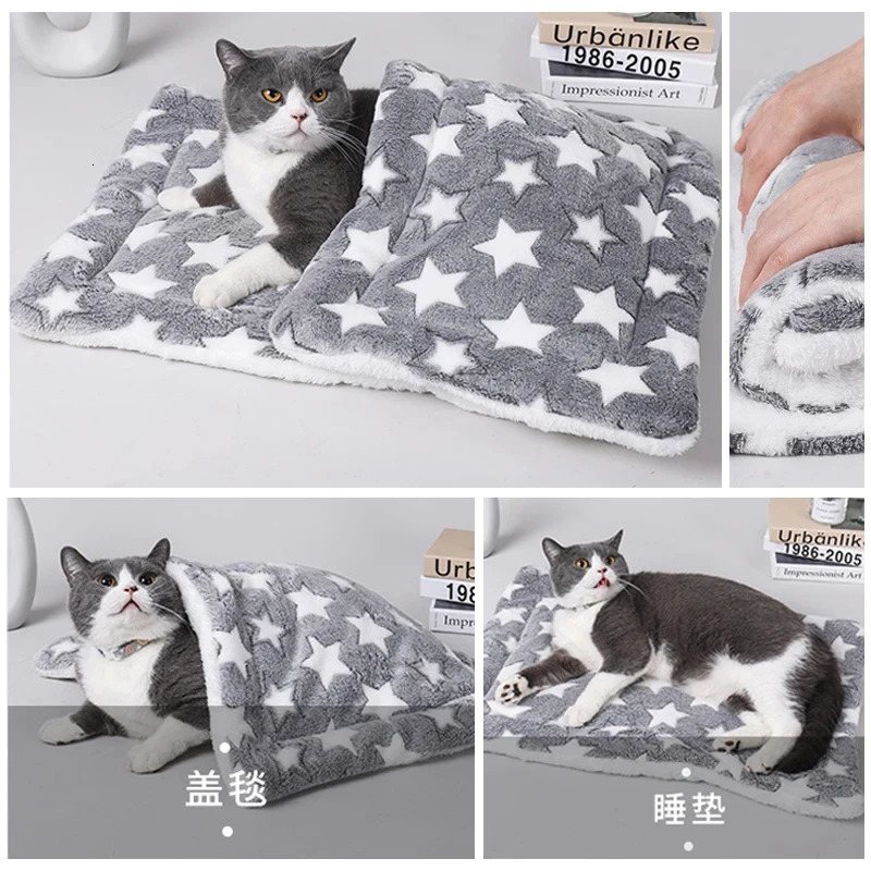 Flannel Pet Sleeping Mat Dog Bed Cat Litter Puppy Bed Dog Sofa Lovely Mattress Cushion for Small Large Dog Blanket Pet Supplies 241125