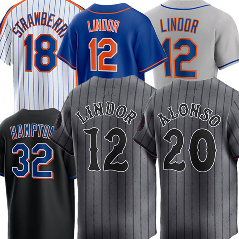 Custom Mets Baseball Jersey Francisco 12 Lindor Pete 20 Alonso Brandon 9 Nimmo Jeff 1 McNeil Starling 1 Marte Darryl 18 Strawberry Harrison 44 Bader Men women Youth