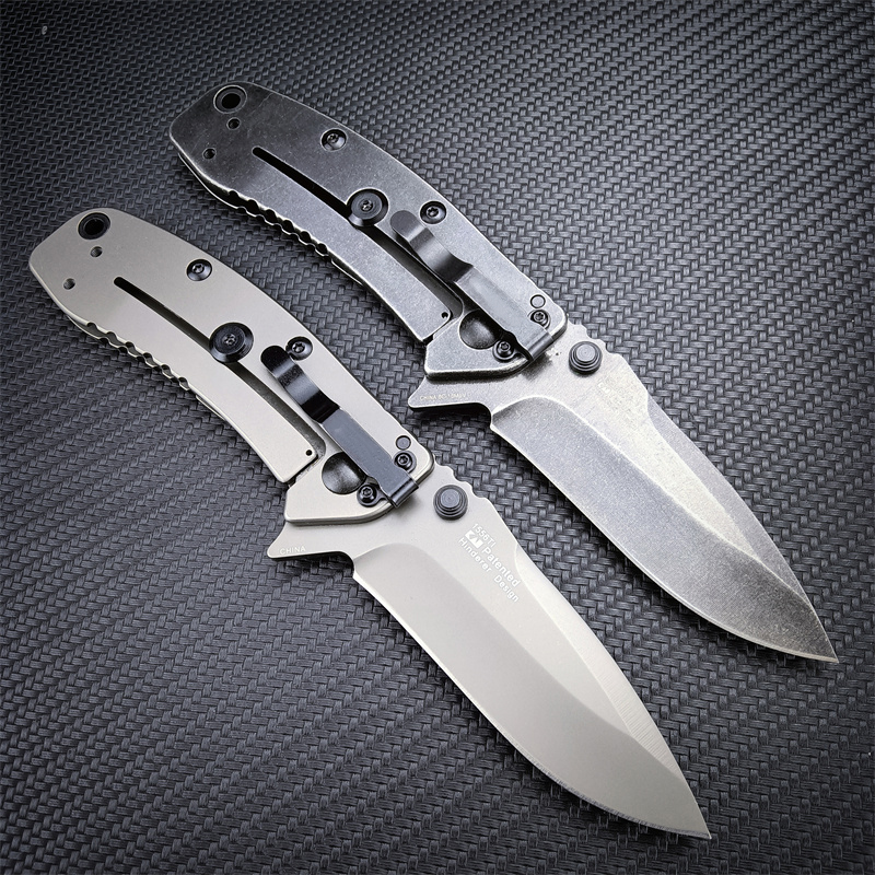 High Quality 1556 KS Cryo II Assisted Flipper Bead Blast Plain Blade All-steel Handle Work S Easy To Carry Outdoor Hunting Hiking Pocket Knife