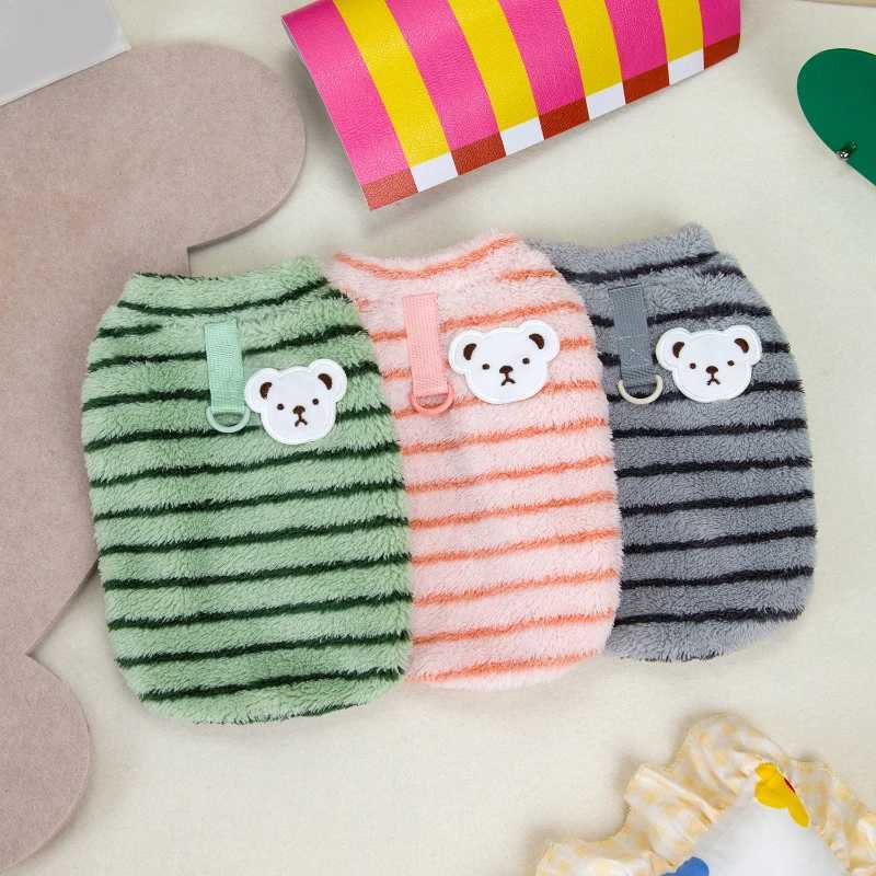 Stripe Dog Clothes Warm Pet Clothes Soft Fleece Puppy Shirt Chihuahua Clothing Dogs Outfit Apparel Coats Poodle Shih Tzu ClothesXJ241125