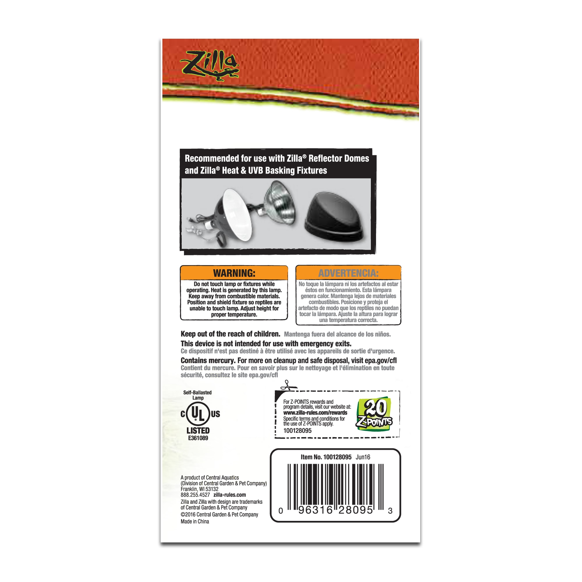 Zilla Tropical Fluorescent UVB/UVA Bulb, 13 Watts