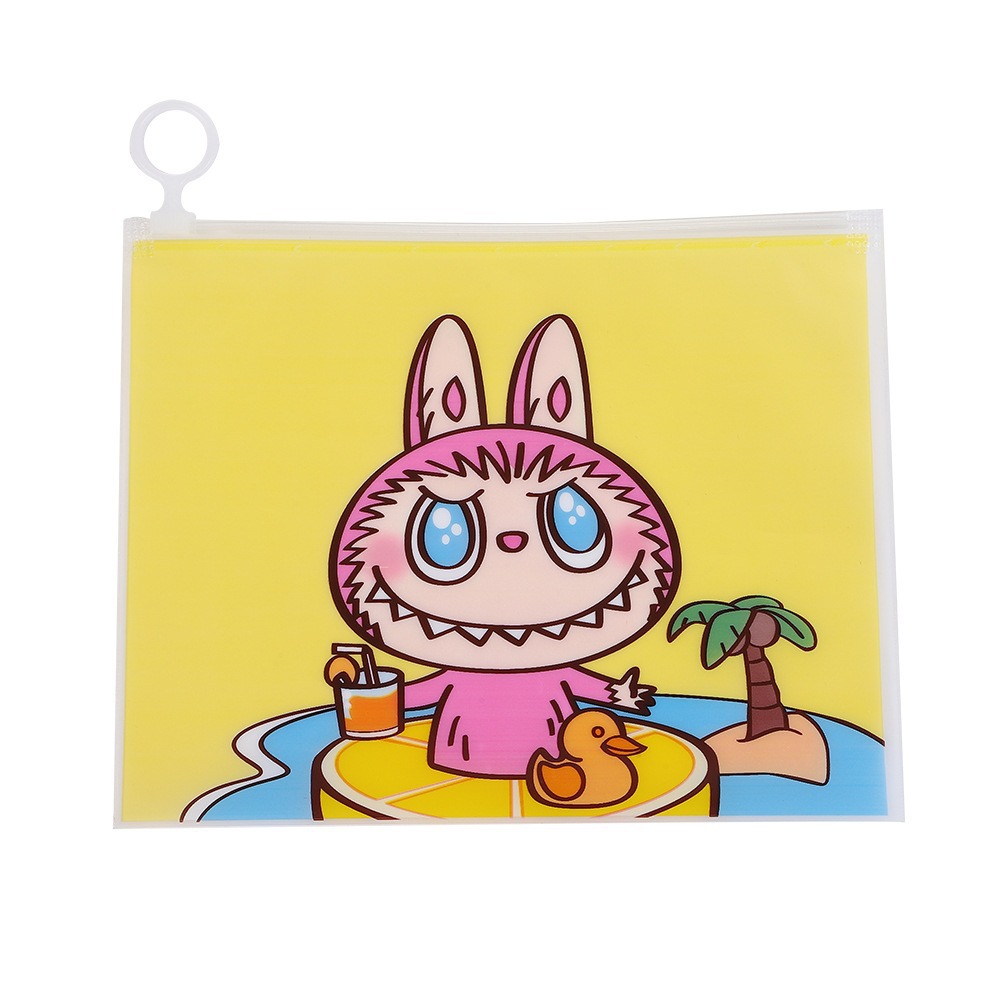 Creative cartoon character zipper bag cute small accessories hair clip hair accessories storage bag frosted plastic self sealing bag wholesale