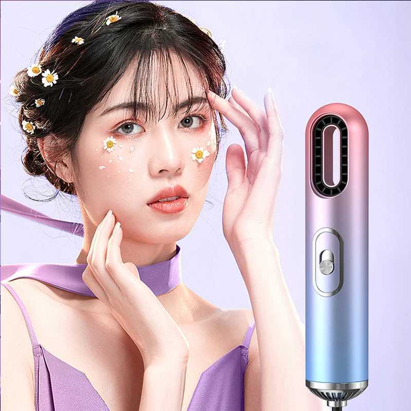 Professional airflow hair dryer electric brush comb style hair dryer with nozzle mini portable straight hair brush W241125