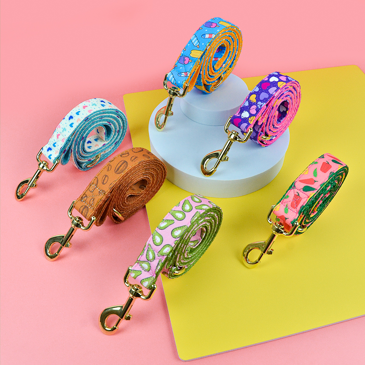 MIDEPET New Arrives Personalized Designer Pattern Luxury Sublimation Print Accept Training 5ft Long Dog Leashes