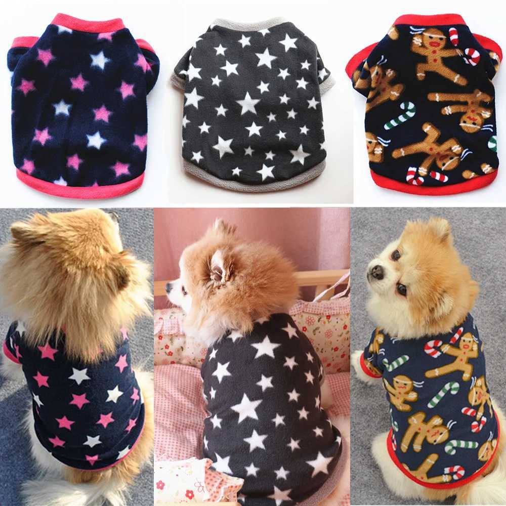 Winter Warm Pet Dogs Clothes Cute Printed Polar Fleece Pets Vest Coats Casual Home Puppy Clothing Soft Cats Dogs Pullover OutfitXJ241125