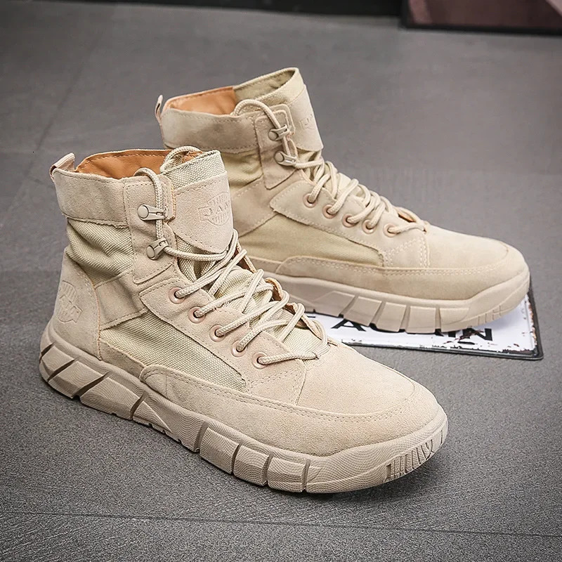 Men Combat Boots Summer Breathable Comfortable Canvas Men Ankle Boots Casual Lightweight Outdoor Jogging Platform Mesh Men Boots 241125