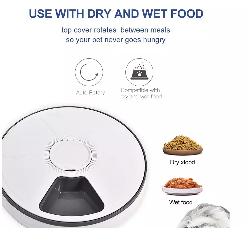 Automatic Pet Feeder for Medium Small Cat Dog, 6 Meals Trays Automatic Timing Pet Dog Food Dispenser Feeder