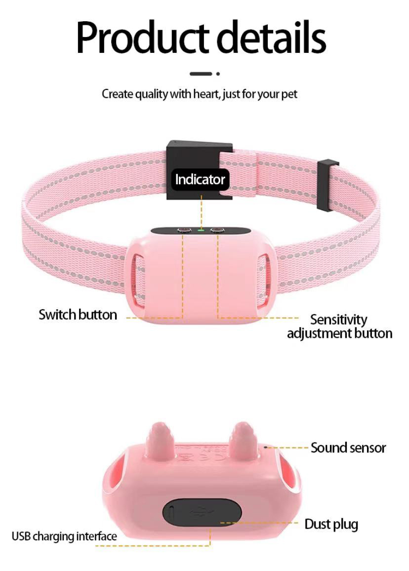 Rechargeable Anti-Bark Training Collar Dogs Adjustable Baby Pink ABS Plastic Vibraction Pet Activity Tracking ODM OEM Options