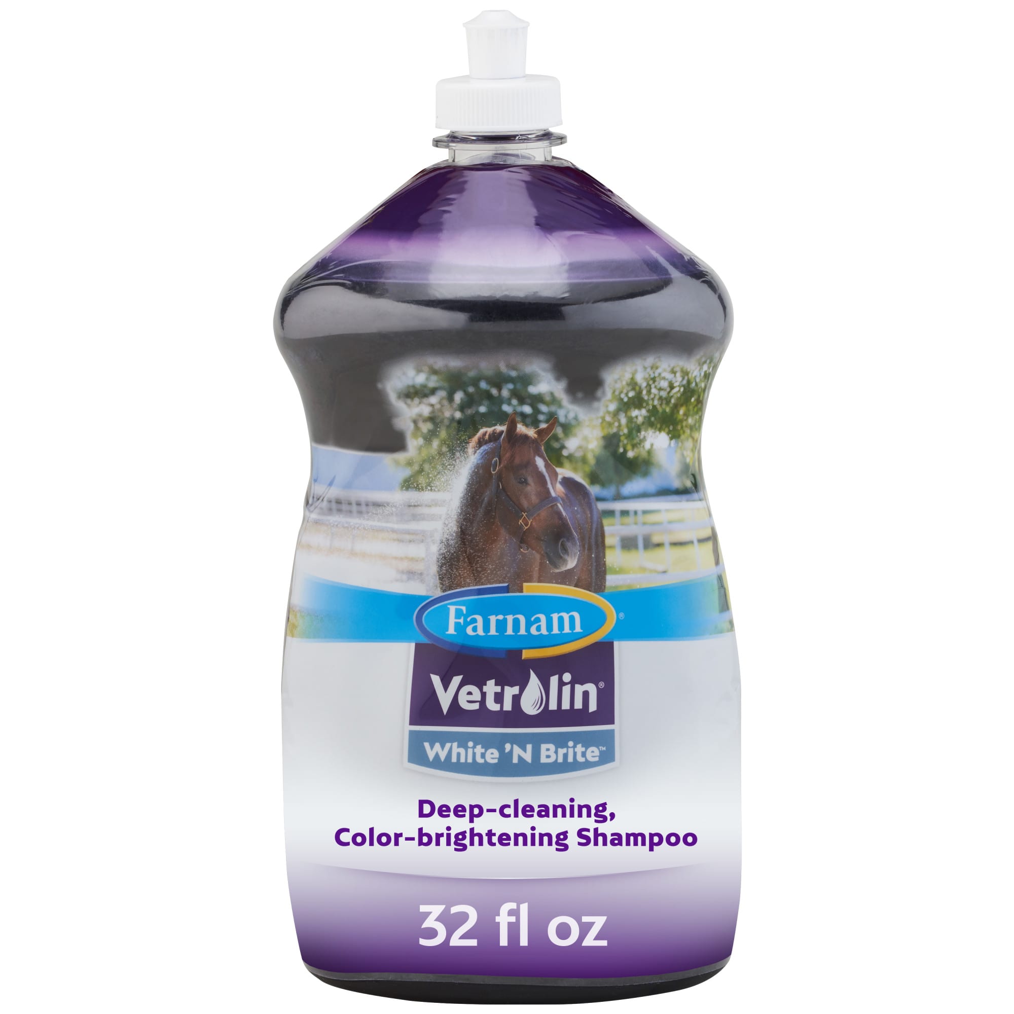 Farnam Vetrolin White N' Brite, Deep Cleaning and Color Brightening Shampoo for Horses and Dogs, 32 fl. oz.