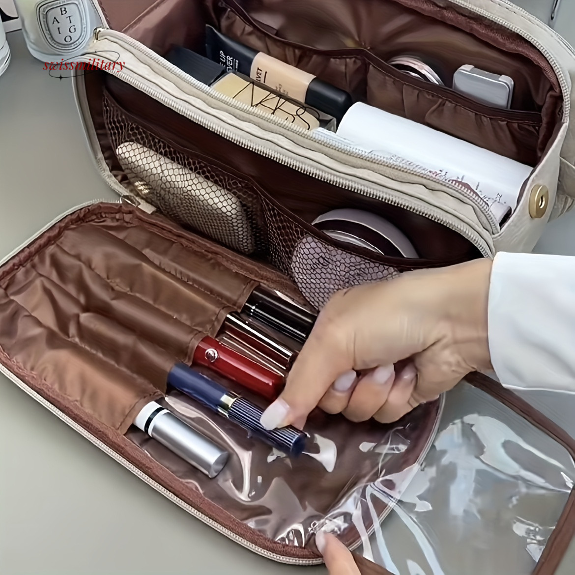 For female large capacity portable travel 2024 new advanced Makeup brush toiletries storage bag is super hot #23 swissmilitary