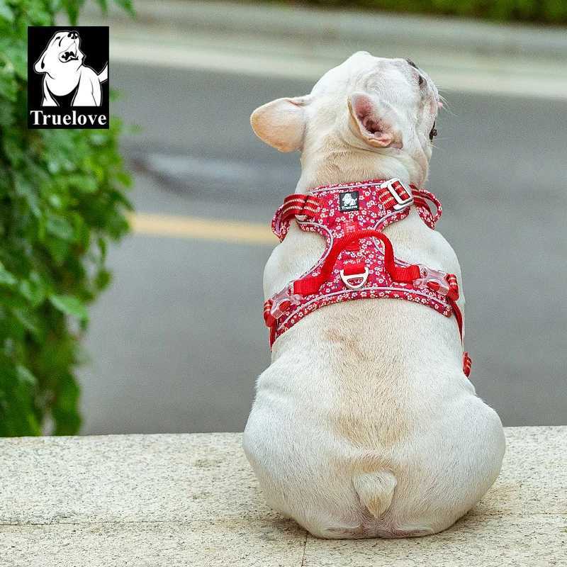 Truelove Pet Harness Flower Pullless Cotton Fabric Breathable Reflective Soft Cat Mini Walk Run TLH5655 X241125