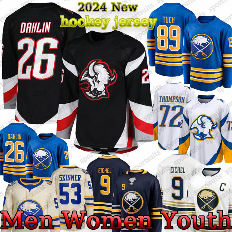 2024-25 New season winter classic Hockey Jerseys 26 Rasmus Dahlin New Black 21 Kyle Okposo 72 Tage Thompson 89 Alex Tuch 39 Dominik Hasek Sabre jerseys