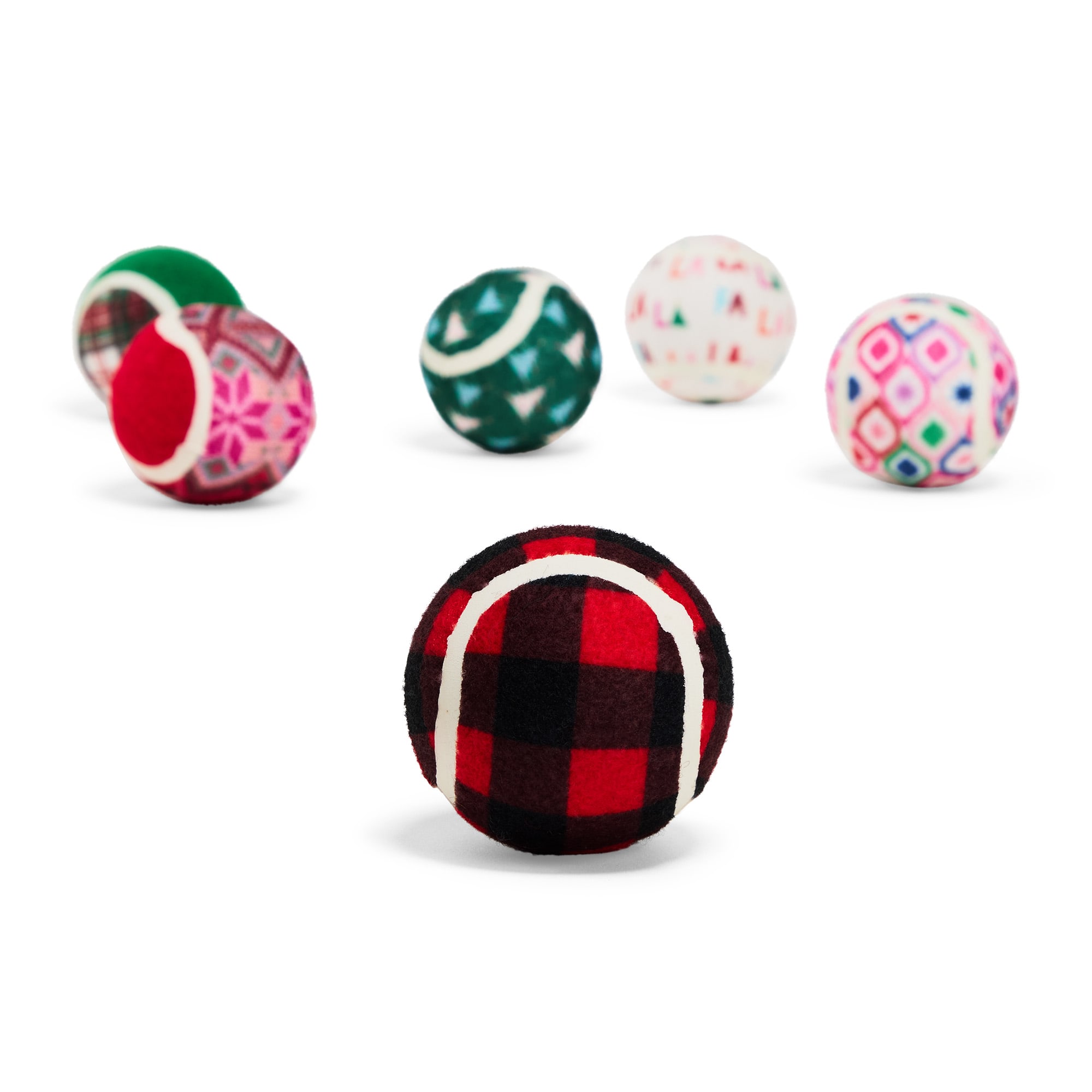 Merry Makings Buffalo Check Tennis Ball Dog Toy, Small