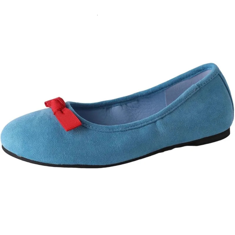 Elegant Bowknot Ballerina Women Flats Round Toe Comfort Slip-On Ladies Loafers Suede Single Mules Shoes for Woman Mary Janes 241125
