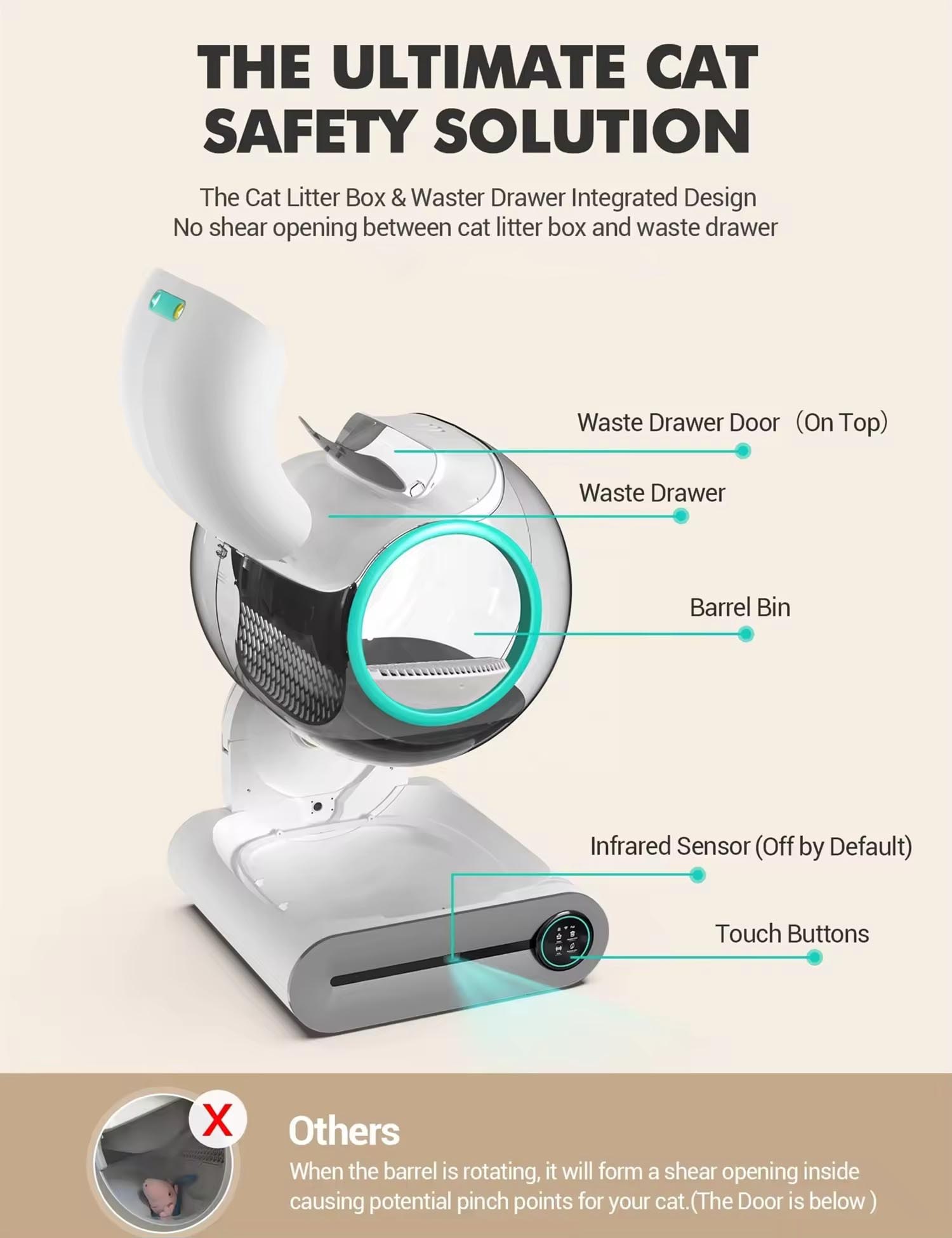 2024 New Automatic Cat Litter Box Smart App Control Self Cleaning Litter Boxes Cat Sandbox Electronic Pet Toilet Cat Supplies