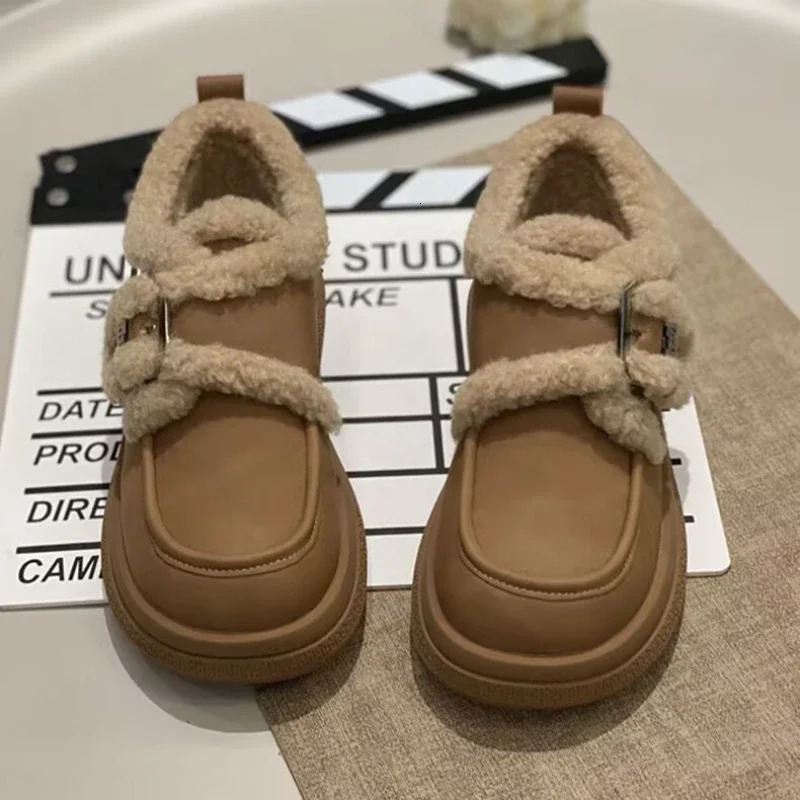 Fur Women Ankle Snow Boots Casual Flats Platform Suede Winter Shoes Fashion 2025 Warm Elegant Chelsea Boots Botas Mujer 241125