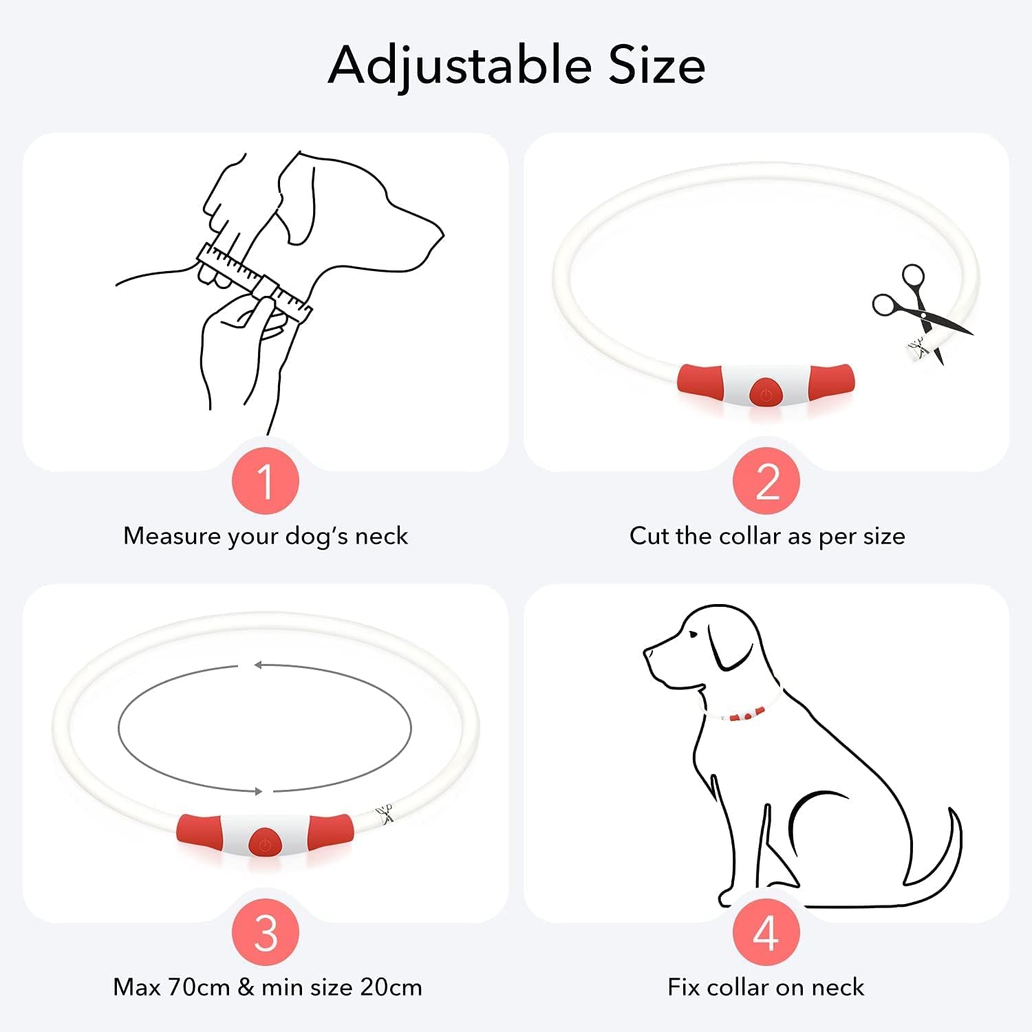 OEM Brightest Dog Collars USB Rechargeable Waterproof Light Up Dog Collar for Night Walking