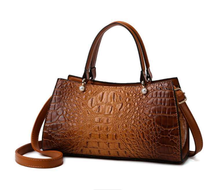 Tote Light Luxury Large Capacity Commuting Middle Aged Women's Crossbody Fashion Crocodile Pattern Handheld Bag