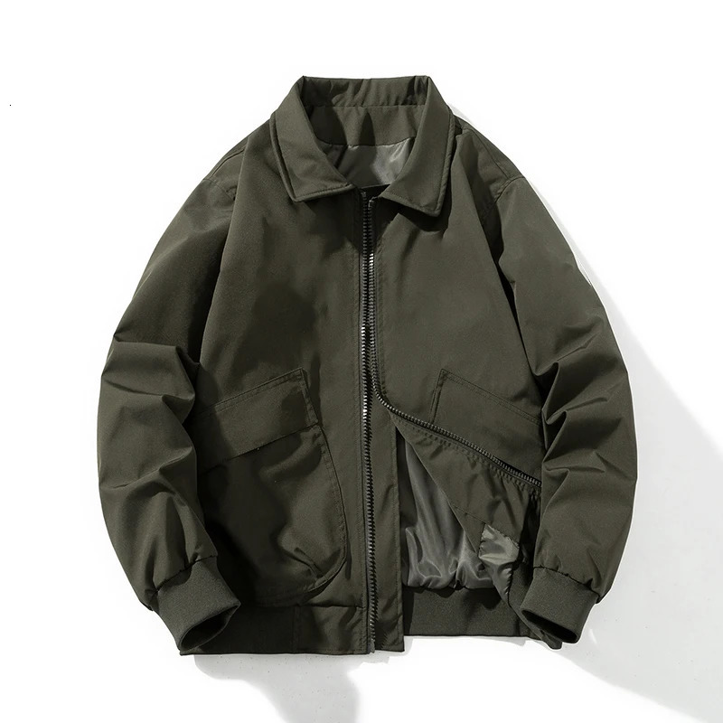 Autumn Winter Jackets Men Solid Bomber Jacket Military Vintage Retro Motorcycle Casual Parkas Windbreaker Pocket Male 241112