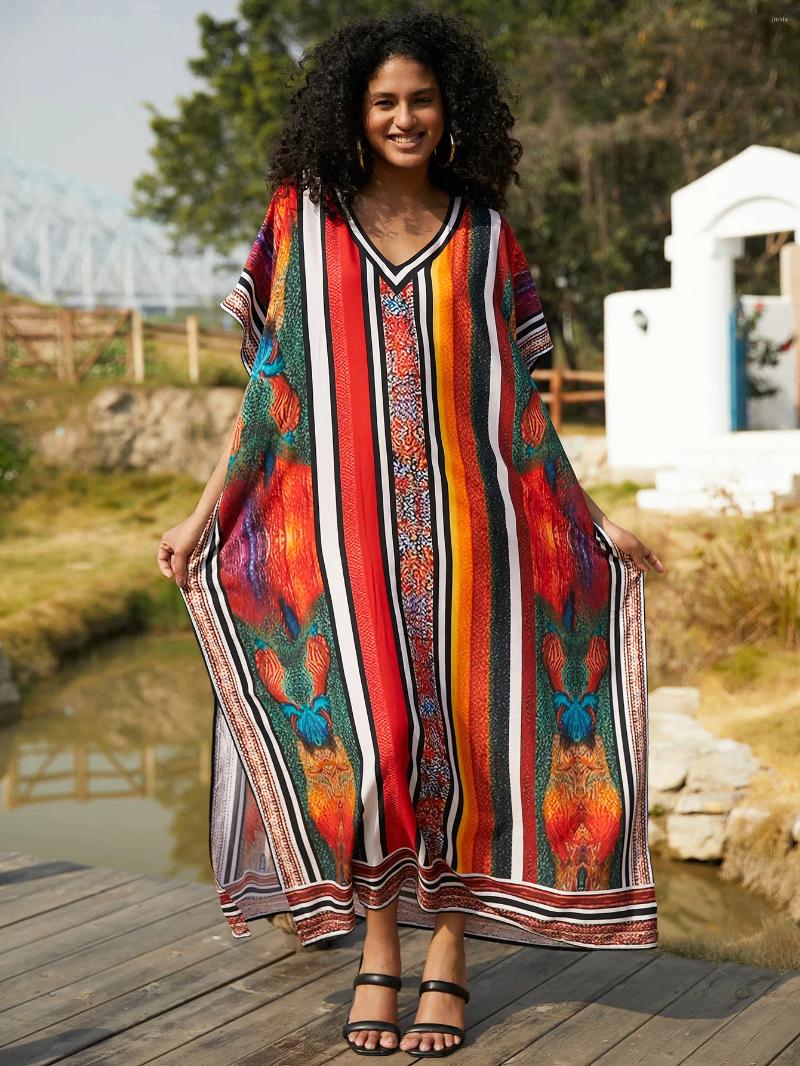 Beach Coverup Cotton Positioning Printed Vacation Robe Cross Border Europe America Summer Style
