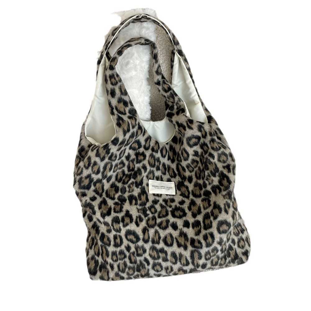 Full Winter Korean Woolen Leopard Print Shoulder Bag Large Capacity Tote Bags Shopping Handbag Female Student Class Vest Bag 241125
