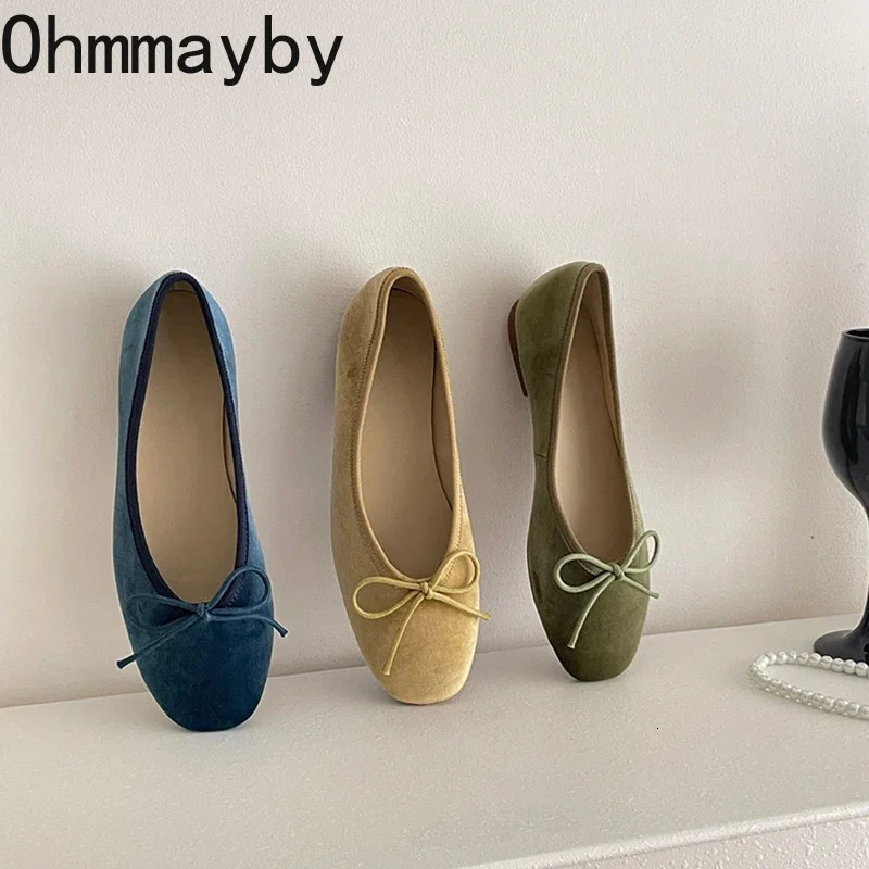 Slip On Women Velvet Flats Fashion Elegant Butterfly-knot Spring Autumn Ladies Comfort Soft Sole Mary Jane Shoes 241125