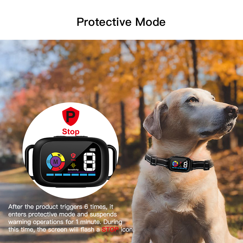 Warning Record And Silent Mode Smart Anti Bark Collar Customized Waterproof Bark Control Collar with 5 Training Mode
