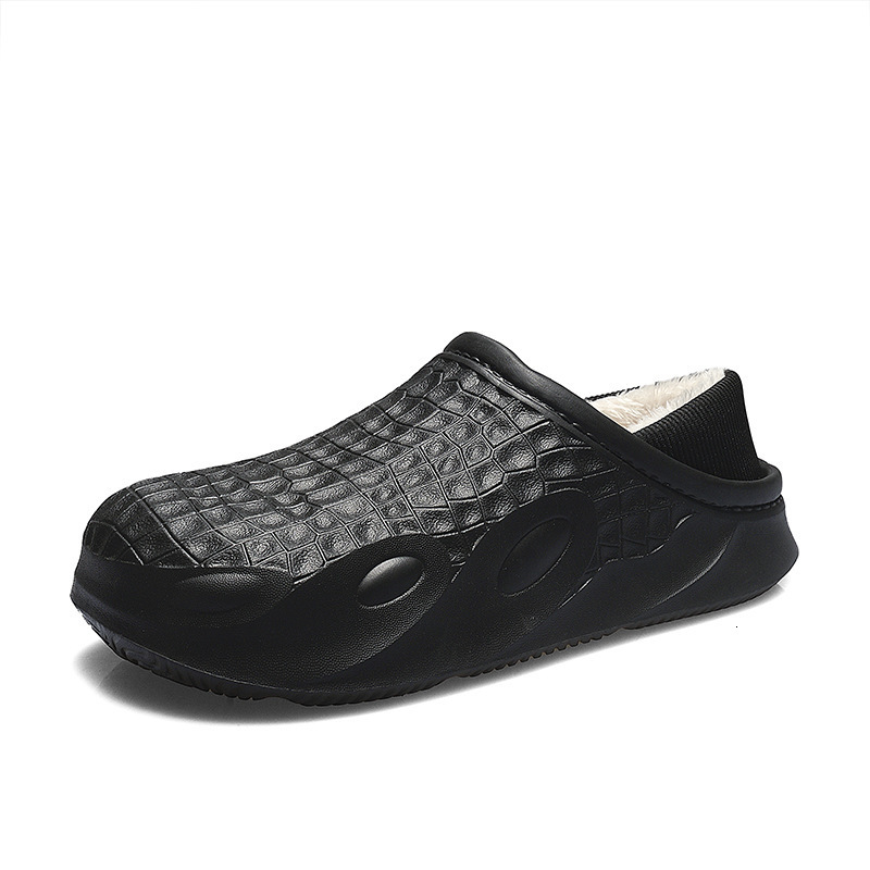 Pure color simple men in autumn winter, soled for indoor outdoor wear, anti slip slippers with thick veet and warm cotton shoes